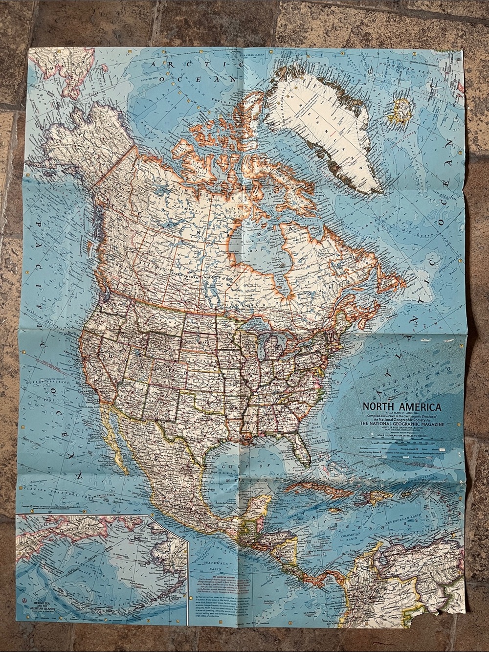 Vintage NG “North America” Lithograph printed Map